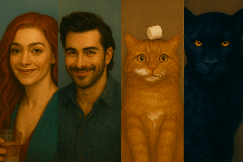 The cast of the Kitchen Chronicles and adjacent stories. The Fame, The Store, benny the Cat and the Jaguar.